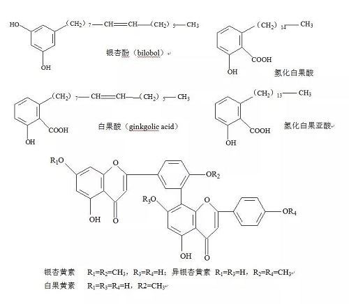 The organic chemical formula of some extracts of Ginkgo biloba
